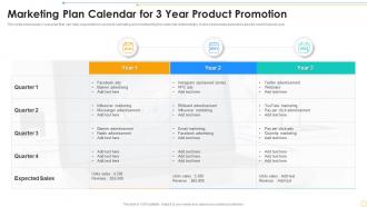 Marketing Plan Calendar For 3 Year Product Promotion