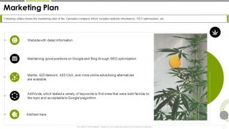 Marketing plan cannabis investor funding elevator ppt pictures structure