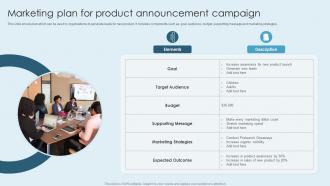 Marketing Plan For Product Announcement Campaign