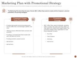 Marketing plan with promotional strategy business plan for opening a cafe ppt powerpoint mockup