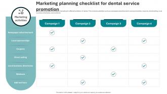 Marketing Planning Checklist For Dental Service Promotion