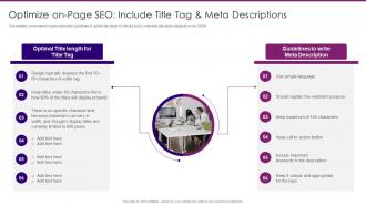 Marketing Playbook On Privacy Optimize On Page SEO Include Title Tag And Meta Descriptions