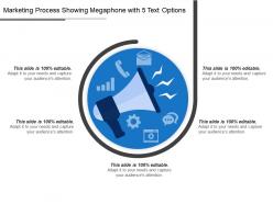 Marketing process showing megaphone with 5 text options