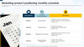 Marketing Product Positioning Monthly Schedule