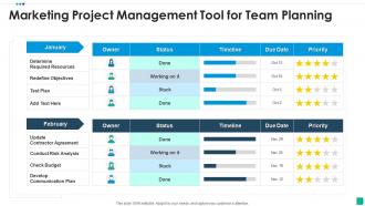 Marketing project management tool for team planning
