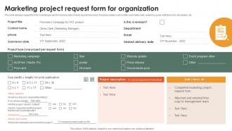 Marketing Project Request Form For Organization