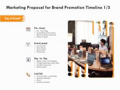 Marketing proposal for brand promotion timeline last call ppt powerpoint presentation outline outfit