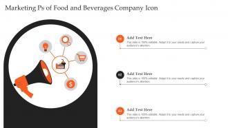 Marketing Ps Of Food And Beverages Company Icon