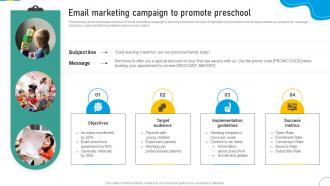 Marketing Strategic Plan To Develop Brand Email Marketing Campaign To Promote Preschool Strategy SS V