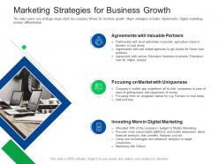Marketing strategies for business growth investor pitch presentation raise funds financial market