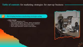 Marketing Strategies For Start Up Business Table Of Contents MKT SS V