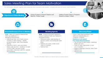 Marketing Strategies Playbook Meeting Plan For Team Motivation