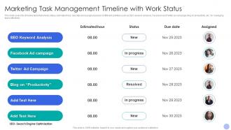 Marketing Task Management Timeline With Work Status