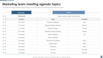 Marketing Team Meeting Agenda Topics