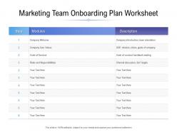 Marketing team onboarding plan worksheet