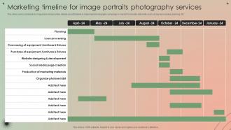 Marketing Timeline For Image Portraits Photography Services