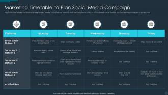 Marketing Timetable To Plan Social Media Campaign
