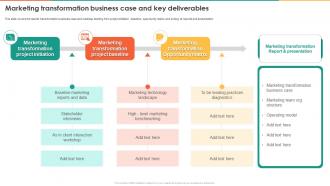 Marketing Transformation Business Case And Key Deliverables Marketing Transformation Toolkit