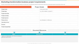 Marketing Transformation Business Project Requirements Marketing Transformation Toolkit