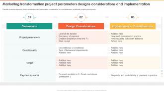 Marketing Transformation Project Parameters Designs Considerations Marketing Transformation Toolkit