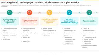 Marketing Transformation Project Roadmap With Business Case Marketing Transformation Toolkit