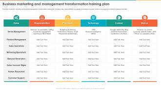 Marketing Transformation Toolkit Business Marketing And Management Transformation Training Plan