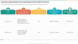 Marketing Transformation Toolkit Business Requirements And Marketing Transformation Features