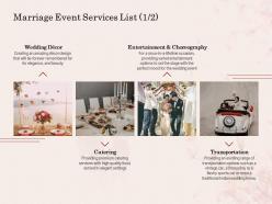 Marriage event services list l1602 ppt powerpoint presentation summary designs