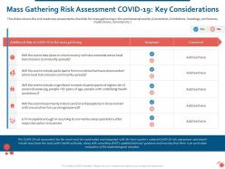 Mass gathering risk assessment covid 19 key considerations ppt show