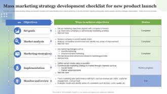 Mass Marketing Strategy Development Checklist For New Product Launch