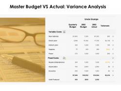Master budget vs actual variance analysis ppt powerpoint presentation ideas deck