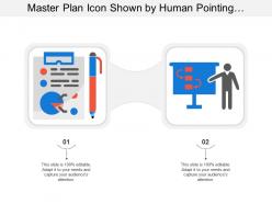 Master plan icon shown by human pointing a board and curved arrows