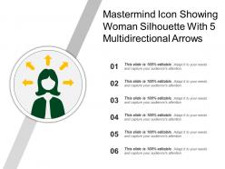 Mastermind icon showing woman silhouette with 5 multidirectional arrows
