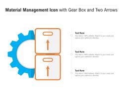 Material management icon with gear box and two arrows