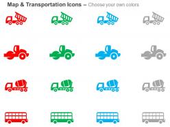 Material unload truck mixer plant bus ppt icons graphics