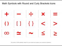 Math symbols with round and curly brackets icons