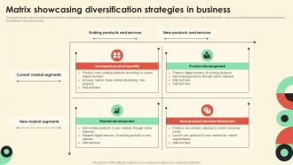 Matrix Showcasing Diversification Strategies In Business