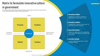 Matrix To Formulate Innovative Culture In Government Playbook For Innovation Learning
