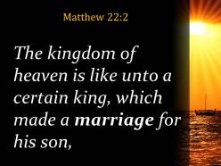 Matthew 22 2 a wedding banquet for his son powerpoint church sermon