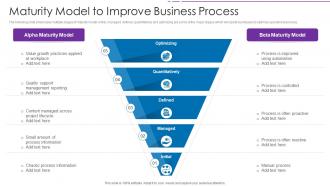 Maturity Model To Improve Business Process