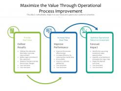 Maximize the value through operational process improvement
