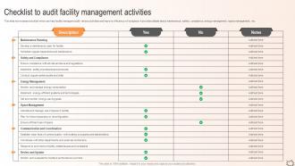 Maximizing Efficiency Checklist To Audit Facility Management Activities