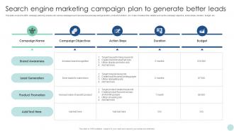 Maximizing ROI Through Search Engine Marketing Campaign Plan To Generate Better Leads Strategy SS V