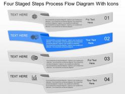 Mb four staged steps process flow diagram with icons powerpoint template
