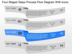 Mb four staged steps process flow diagram with icons powerpoint template