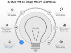 Mc 3d bulb with six staged modern infographics powerpoint temptate