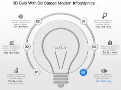 Mc 3d bulb with six staged modern infographics powerpoint temptate