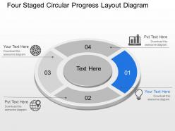Mc four staged circular progress layout diagram powerpoint template slide