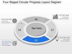 Mc four staged circular progress layout diagram powerpoint template slide