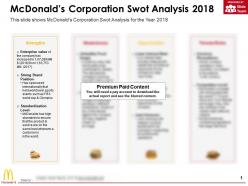 Mcdonalds corporation swot analysis 2018